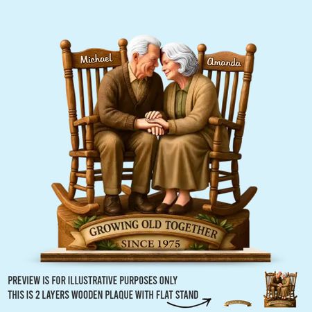 Personalized Couple Figurine – Growing Old Together Keepsake with Custom Names and Date